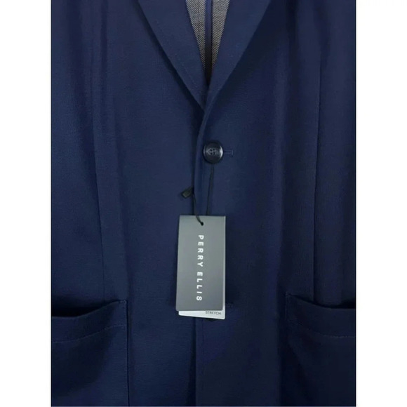Perry Ellis Sport Jacket Blazer L Blue Notch Lapel Pocket Single Breasted Cotton - Picture 6 of 9